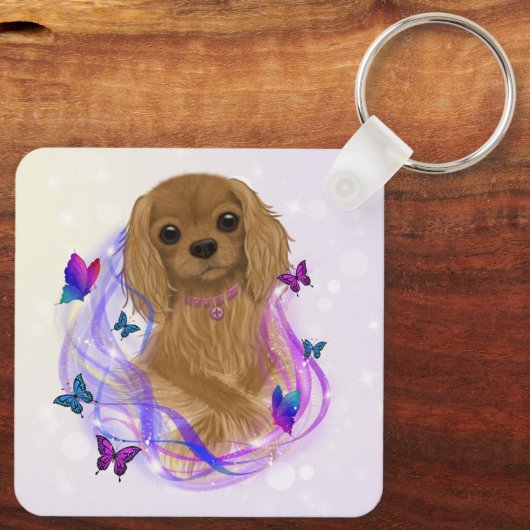 Ruby Cavalier King Charles Spaniel Keychain Schlüsselanhänger (Rückseite)
