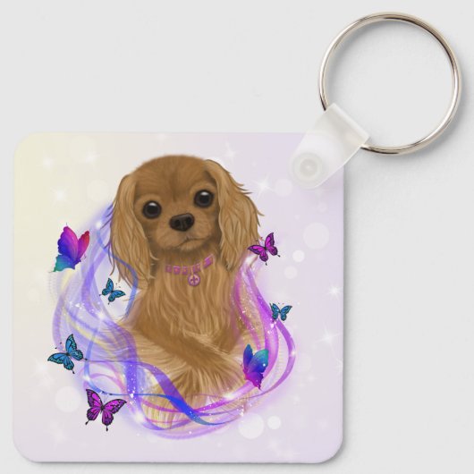 Ruby Cavalier King Charles Spaniel Keychain Schlüsselanhänger (Rückseite)