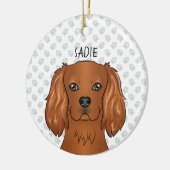 Ruby Cavalier King Charles Spaniel Kopf & Name Keramik Ornament (Links)