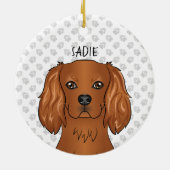 Ruby Cavalier King Charles Spaniel Kopf & Name Keramik Ornament (Hinten)