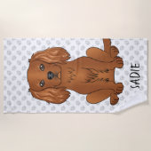 Ruby Cavalier King Charles Spaniel & Name Strandtuch (Vorderseite)