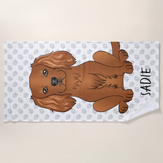 Ruby Cavalier King Charles Spaniel & Name Strandtuch (Vorderseite)