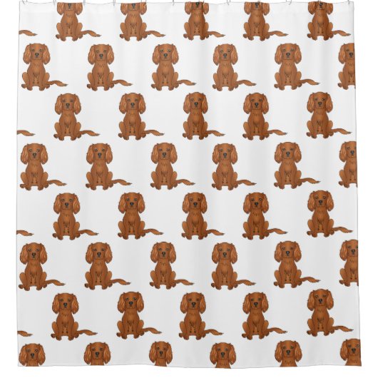Ruby Cavalier King Charles Spaniel Pattern Duschvorhang (Vorderseite)