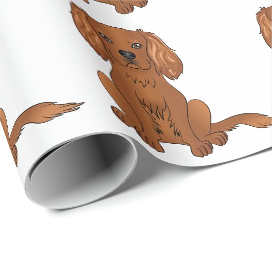 Ruby Cavalier King Charles Spaniel Pattern Geschenkpapier (Rolleneckpunkt)