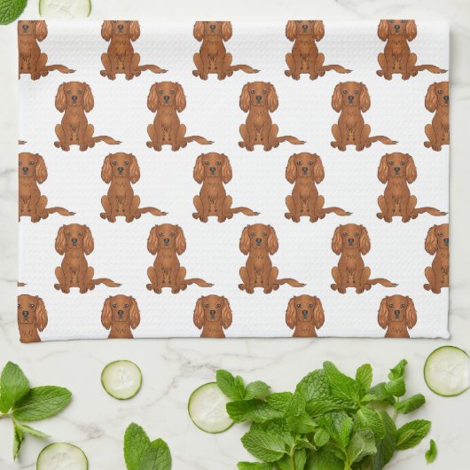 Ruby Cavalier King Charles Spaniel Pattern Geschirrtuch (Gefaltet)