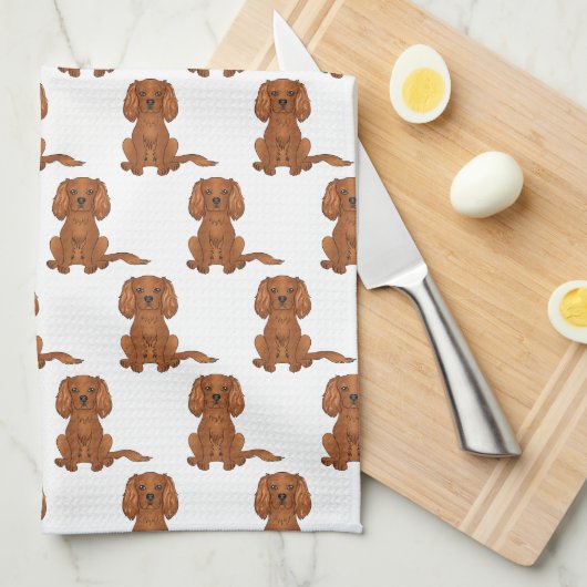 Ruby Cavalier King Charles Spaniel Pattern Geschirrtuch (Viertel Falte)
