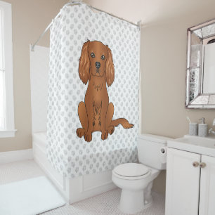 Ruby Cavalier King Charles Spaniel & Paws Duschvorhang