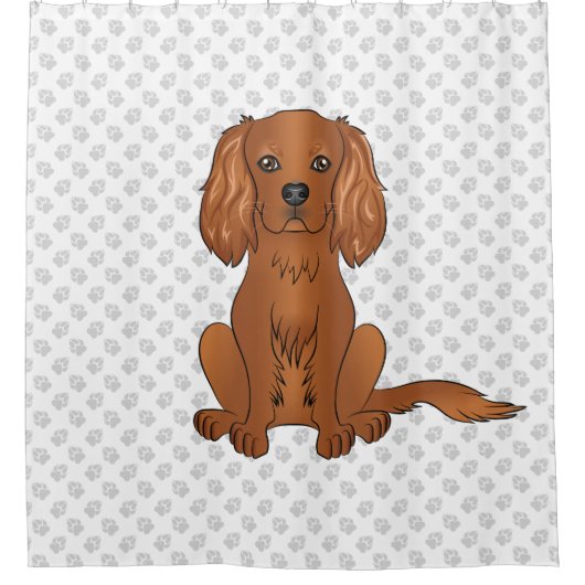 Ruby Cavalier King Charles Spaniel & Paws Duschvorhang (Vorderseite)
