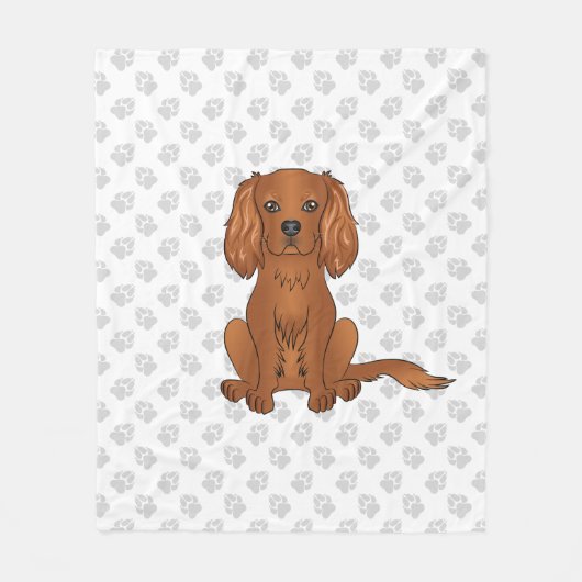 Ruby Cavalier King Charles Spaniel & Paws Fleecedecke (Vorderseite)