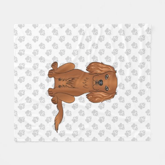 Ruby Cavalier King Charles Spaniel & Paws Fleecedecke (Vorderseite (Horizontal))