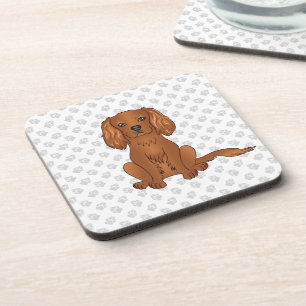 Ruby Cavalier King Charles Spaniel & Paws Getränkeuntersetzer