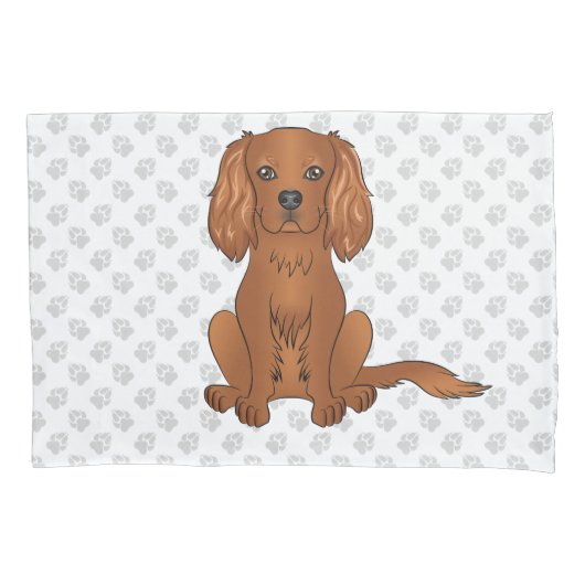Ruby Cavalier King Charles Spaniel & Paws Kissenbezug (Vorderseite-Links)