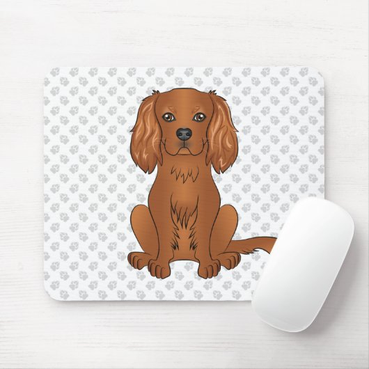 Ruby Cavalier King Charles Spaniel & Paws Mousepad (Mit Mouse)