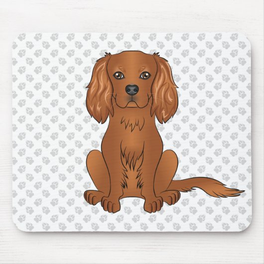 Ruby Cavalier King Charles Spaniel & Paws Mousepad (Vorne)