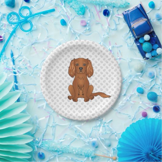 Ruby Cavalier King Charles Spaniel & Paws Pappteller (Party)