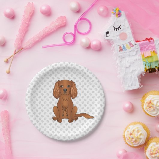 Ruby Cavalier King Charles Spaniel & Paws Pappteller (Party)