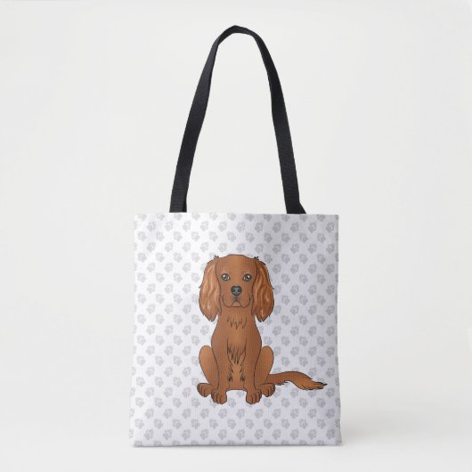 Ruby Cavalier King Charles Spaniel & Paws Tasche (Vorderseite)