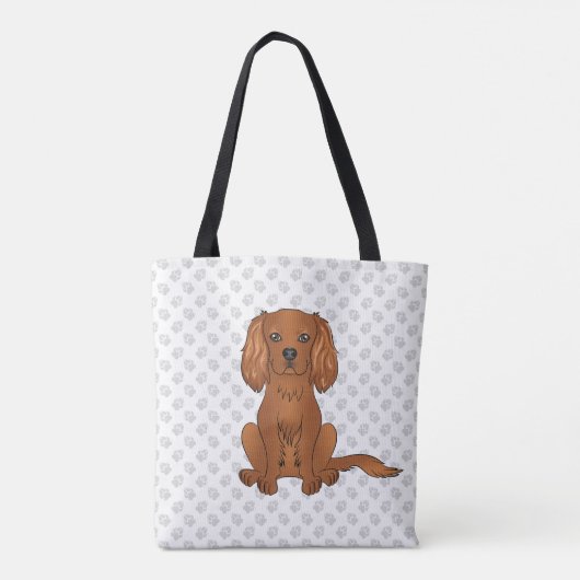 Ruby Cavalier King Charles Spaniel & Paws Tasche (Rückseite)