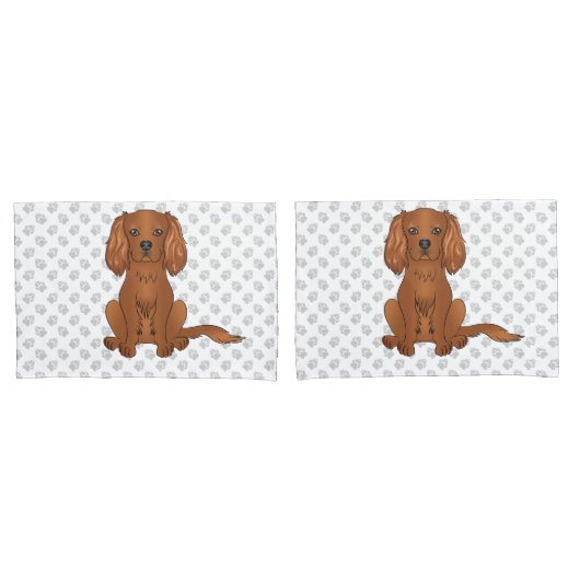 Ruby Cavalier King Charles Spaniel & Pfoten Kissenbezug (Vorderseite-Set)
