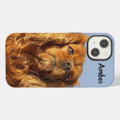 Ruby Cavalier King Charles Spaniel Puppy Dog Blue iPhone Hülle (Rückseite (Horizontal))