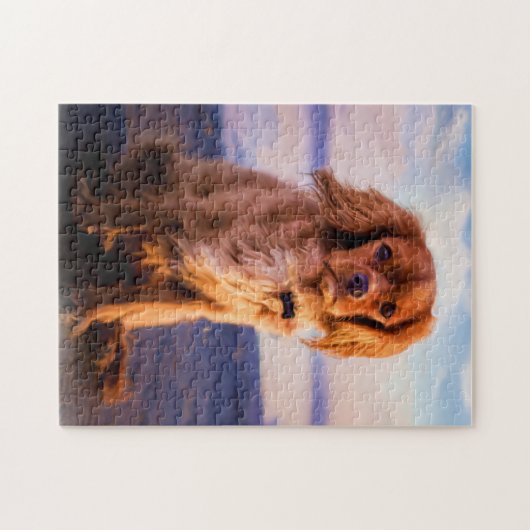 Ruby Cavalier King Charles Spaniel Puppy Dog Puzzle (Horizontal)