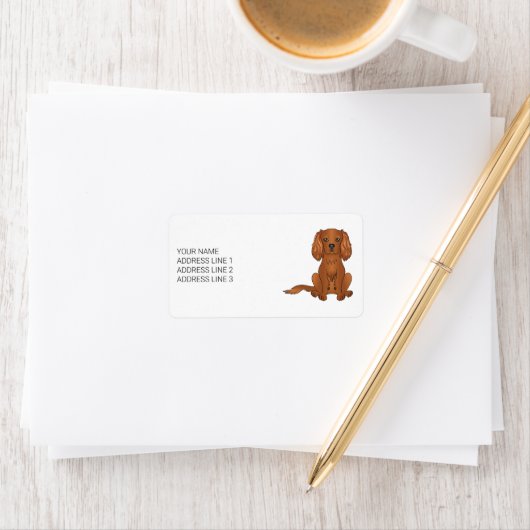 Ruby Cavalier King Charles Spaniel & Text Adressaufkleber (Insitu)