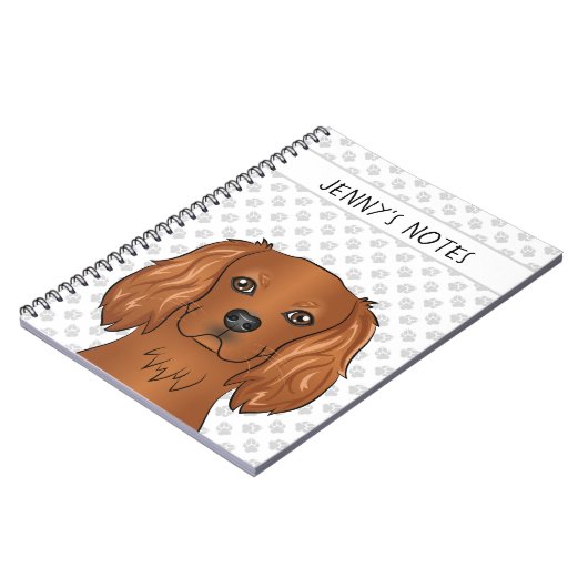 Ruby Cavalier King Charles Spaniel & Text Notizblock (Linke Seite)