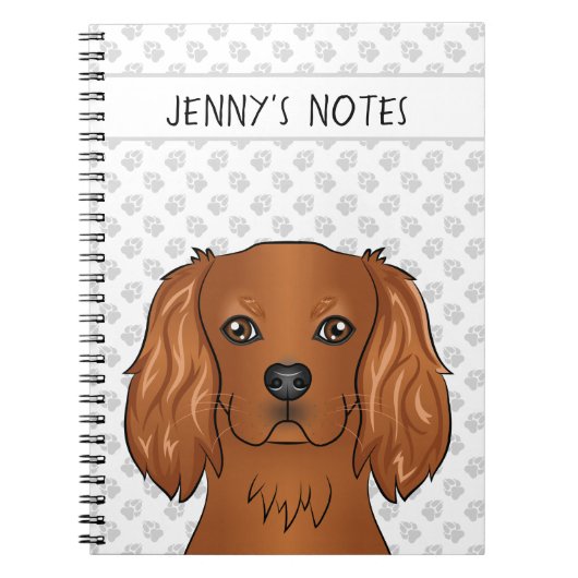 Ruby Cavalier King Charles Spaniel & Text Notizblock (Vorderseite)