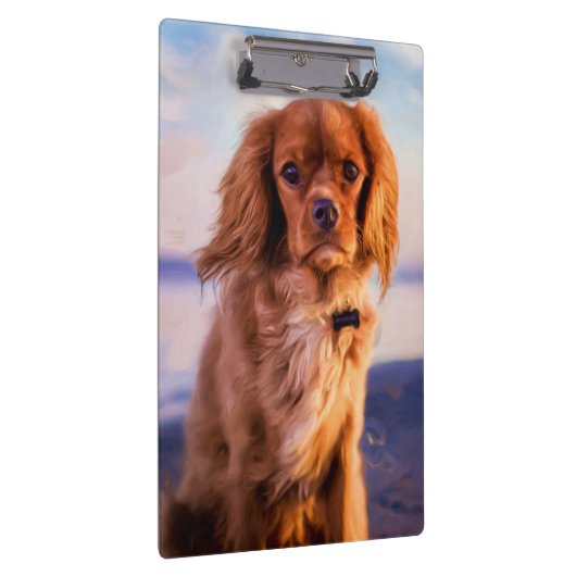 Ruby Cavalier King Charles Spaniel Welpe Hund Klemmbrett (Rechts)