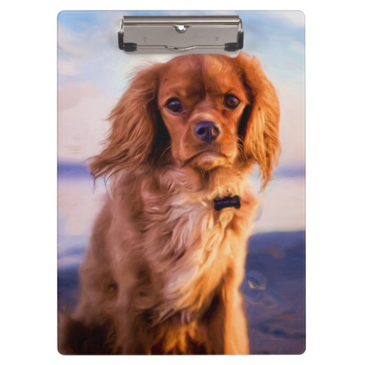 Ruby Cavalier King Charles Spaniel Welpe Hund Klemmbrett (Vorderseite)