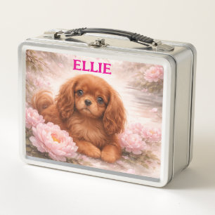 Ruby Cavalier Spaniel, Frühlingsblüte Metall Brotdose