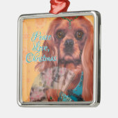 Ruby Cavalier Spaniel Ornament Aus Metall (Links)