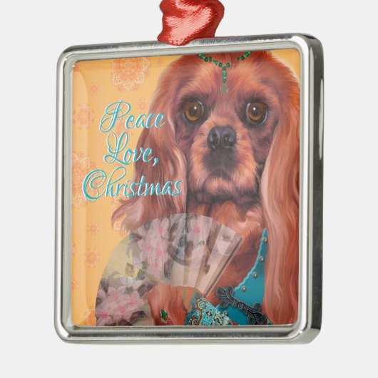 Ruby Cavalier Spaniel Ornament Aus Metall (Links)