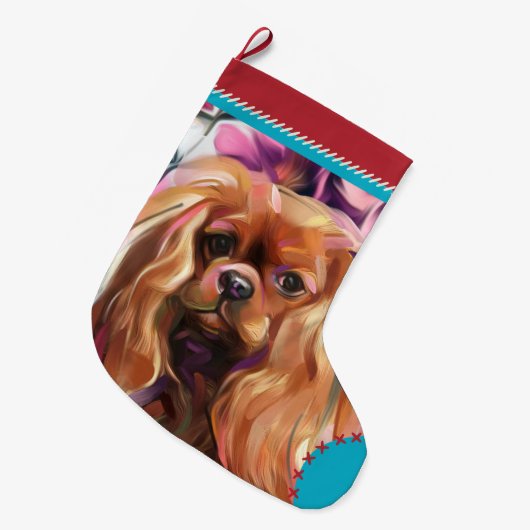 Ruby Cavalier Weihnachtsfest Strumpf rot Türkis Großer Weihnachtsstrumpf (Vorderansicht (hängend))