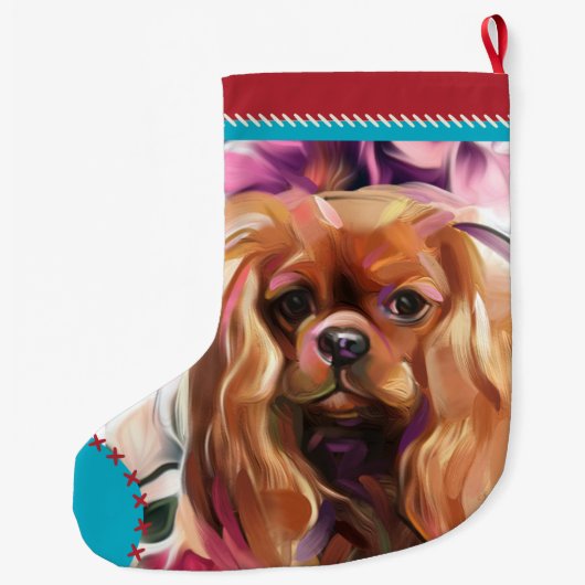 Ruby Cavalier Weihnachtsfest Strumpf rot Türkis Großer Weihnachtsstrumpf (Rückseite)