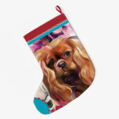 Ruby Cavalier Weihnachtsfest Strumpf rot Türkis Großer Weihnachtsstrumpf (Rückseite (Hängend))