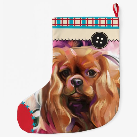 Ruby Cavalier Weihnachtszeit-Strumpf| Schachbrett Großer Weihnachtsstrumpf (Rückseite)