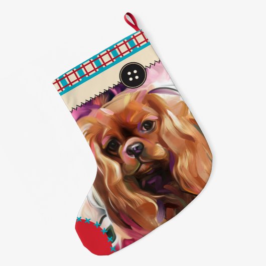 Ruby Cavalier Weihnachtszeit-Strumpf| Schachbrett Großer Weihnachtsstrumpf (Rückseite (Hängend))