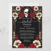 Ruby Claret White Heart Red Black Brautparty Einladung (Vorderseite)