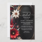 Ruby Claret White Heart Red Black Brautparty Einladung (Vorderseite)