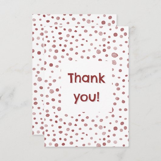 Ruby Confetti Wasserfarben Punkte Danke Karte (Vorne/Hinten)