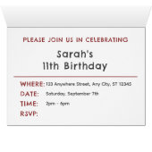 Ruby Confetti Watercolor Dots Birthday Einladung (Innenansicht Horizontal (Unten))