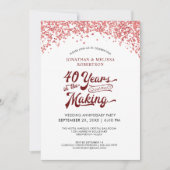 Ruby Confetti zum 40. Hochzeitstag Einladung (Vorderseite)