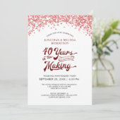Ruby Confetti zum 40. Hochzeitstag Einladung (Stehend Vorderseite)