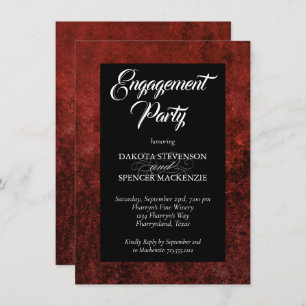 Ruby Crimson Red   Classic Grunge Engagement Party Einladung