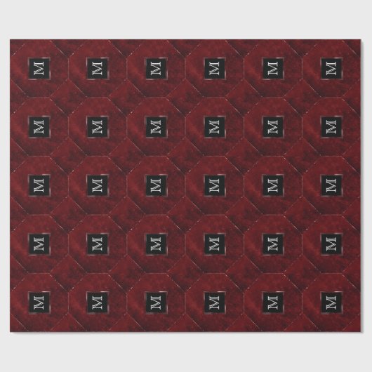 Ruby Crimson Red | Classic Grunge Monogram Geschenkpapier (Flach)