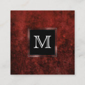 Ruby Crimson Red | Classic Grunge Monogram Quadratische Visitenkarte (Vorderseite)