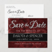 Ruby Crimson Red | Classic Grunge Save the Date Ankündigungspostkarte (Vorne/Hinten)