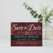 Ruby Crimson Red | Classic Grunge Save the Date Ankündigungspostkarte (Stehend Vorderseite)
