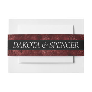Ruby Crimson Red Classic Grunge Wedding Names Einladungsbanderole